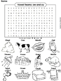 ow & ou Vowel Team Word Search Word List: Phonics Review W