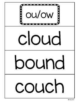 Preview of ow and ou phonics cards