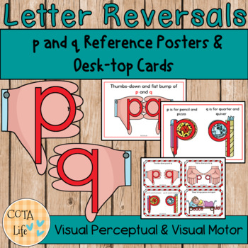 Preview of Letter Reversal Reference Posters & Desk-top Cards - p and q