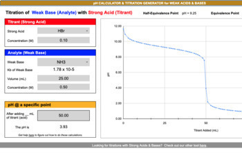 Preview of pH Calculator & Titration Curve Generator - WEAK Acids & Bases