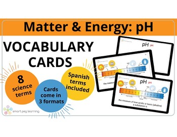 Preview of pH Vocabulary Cards | English & Spanish