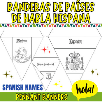 Preview of Spanish Speaking Countries Coloring pages flags - Spanish classroom decor