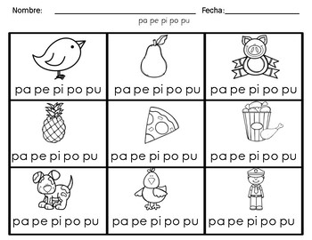 pa pe pi po pu silabas by Bilingual Printable Resources | TpT