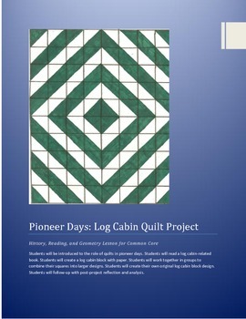 Preview of paper log cabin quilt: History, Reading, and Geometry Lesson for Common Core