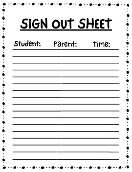 Preview of parent sheet for sign out