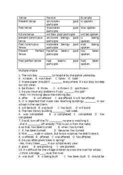 Preview of passive voice practice worksheet/homework, change active to passive voice