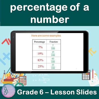 Preview of percentage of a number | 6th Grade PowerPoint Lesson Slides