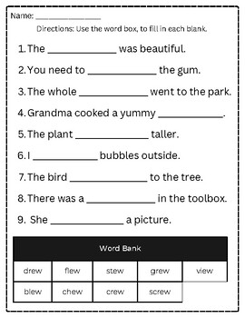 Phonics Ew Worksheets By Uff Da Elementary 