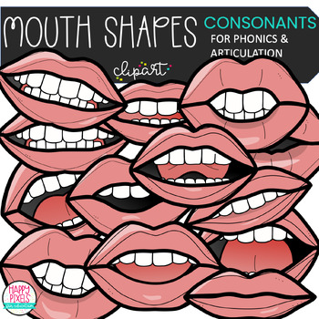 Preview of phonics mouth position - mouth articulation clipart - CONSONANTS