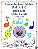 piano - Learn to read notes- Bass Clef - F G A B C - 2 lin