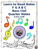 piano - Learn to read notes- Bass Clef - F G A B C - 2 lin