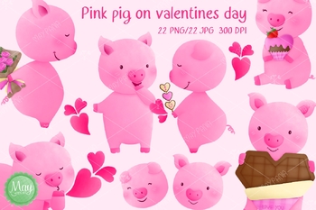 Preview of pink pig on valentine's day