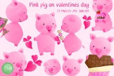 pink pig on valentine's day