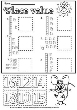 eye level for 1 grade math worksheets Popping  TpT cut place value paste Eye and by Fun Resources