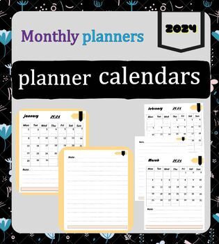 Preview of planner calendars monthly 2024 pdf