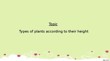 Preview of plants according to their heights, powerpoint, lesson