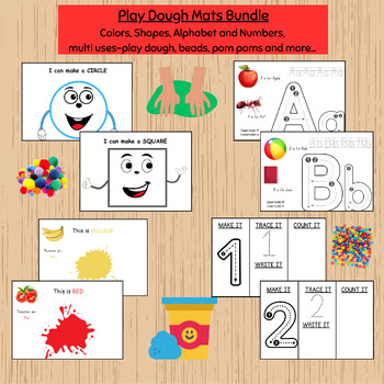 Preview of play dough mats bundle, printable play doh mats, task cards, fine motor activity