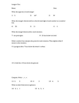 Preview of positive and negative integers