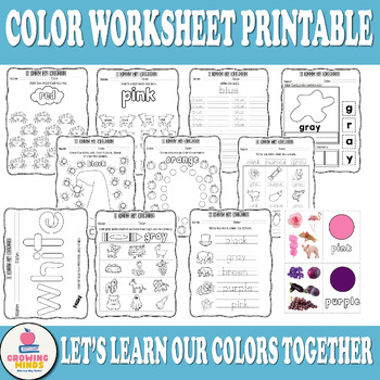 preschool color worksheet printable (color,tracing word ,puzzle)