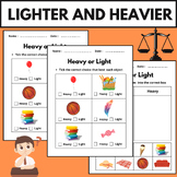preschool heavy and light worksheets for kindergarten