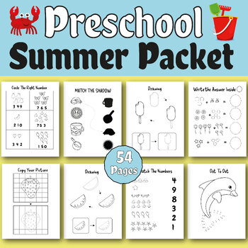 Preview of preschool summer packet-end of year fun activities NO PREP Prek Worksheets