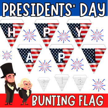 Preview of presidents day bulletin board - happy Presidents Day Bunting Us Flag