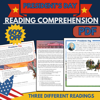 Preview of presidents day reading comprehension with Questions Close Reading