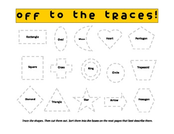 Preview of primary grades tracing shapes center - sort and classify shapes by features