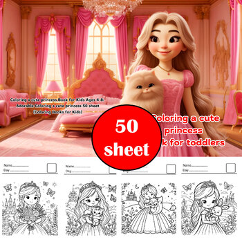 Preview of princess Coloring Book  for Girls - Kids Coloring Pages, Easy to Color, Fun Kid