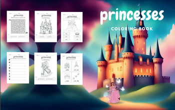Preview of princess coloring book: :for children age 4 to 12 (size 8.5 *11)(45 pages)