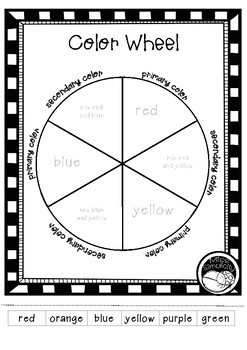 print & paint color wheel template (primary & secondary colors) | TpT