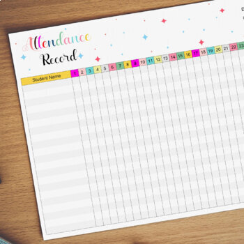 Preview of printable Attendance Record, teacher log, Attendance Sheet,  Monthly attendance.