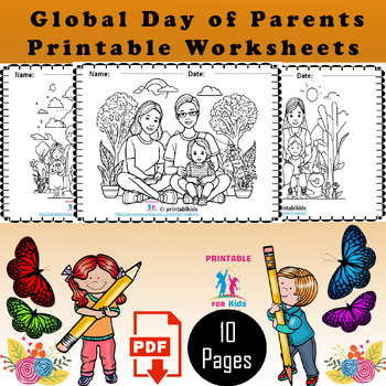 Preview of printable Global Day of Parents coloring page