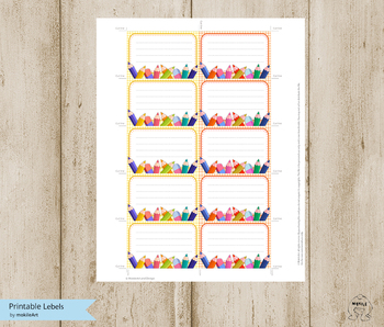 Preview of printable Labels - Back to School