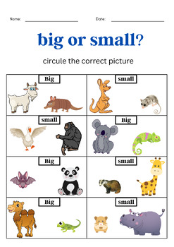 printable big and small worksheets for kindergarten by TeachingRoom