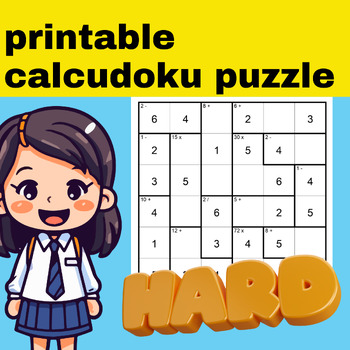 Preview of printable calcudoku puzzle , logic puzzle, addition, subtraction, multiplication