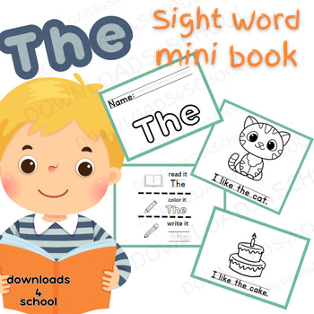 Preview of printable sight word book-THE emergent readers