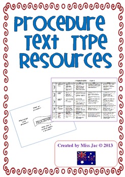 Preview of procedure genre / text type resources for a writing unit