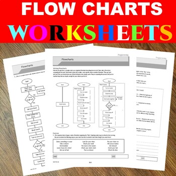 Preview of programming FLOW CHARTS worksheets. FREEBIE