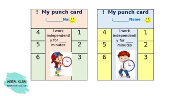 Preview of punch card- Classroom management