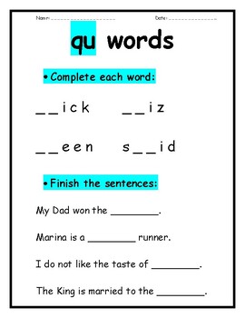 Qu Words By Teaching Resources 4 U Teachers Pay Teachers