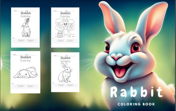 Preview of rabbit coloring book  (size 8.5 * 11) (40 pages)