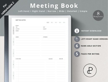 Preview of reMarkable 2 Meeting Book | reMarkable 2 meeting Notes | reMarkable 2 templates