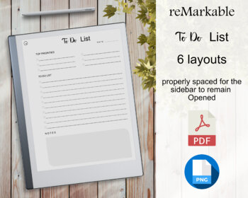 Preview of reMarkable Templates To-do List | 6 layouts | pdf & png | Instant Download
