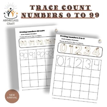 Preview of read write trace count numbers 0 to 100 worksheets grade 1
