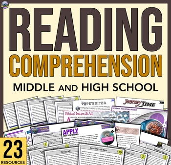 Preview of High Interest Reading Comprehension Passages, Short Stories, Texts, Grades 6-11