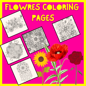 Flowers Color by number for kids ages 8-12: Flower color by number