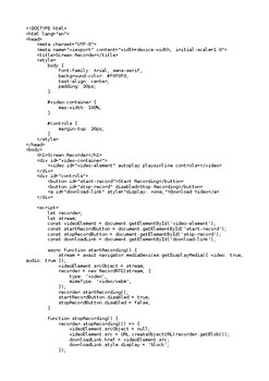 Preview of responsive code of a screen recorder Tool