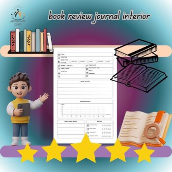 Preview of review book report writing journal, end-of-year reading book review  organizers