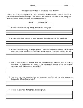 rhetorical analysis of one paragraph by Megan Volpert | TpT